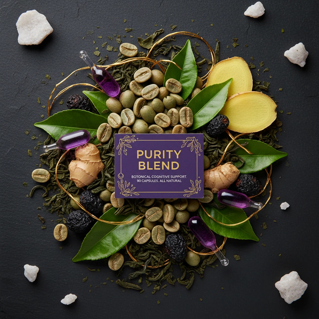 Green coffee beans, green tea leaves and ginger root arranged on a stone surface - botanical ingredients in Slim Coffee Booster